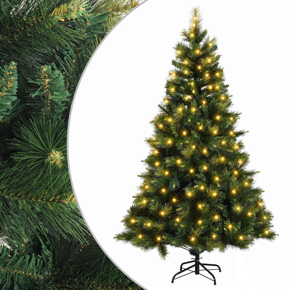 vidaXL Artificial Hinged Christmas Tree 210 cm 300 LEDs Warm White