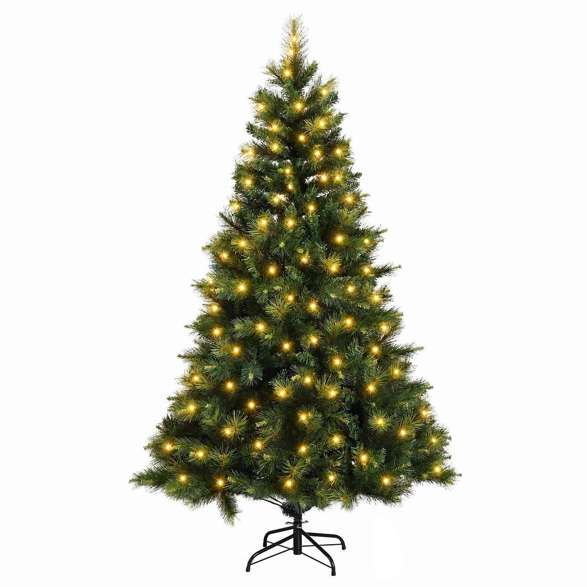 vidaXL Artificial Hinged Christmas Tree 210 cm 300 LEDs Warm White