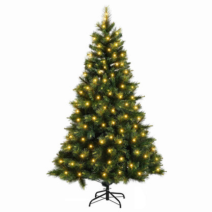 vidaXL Artificial Hinged Christmas Tree 210 cm 300 LEDs Warm White