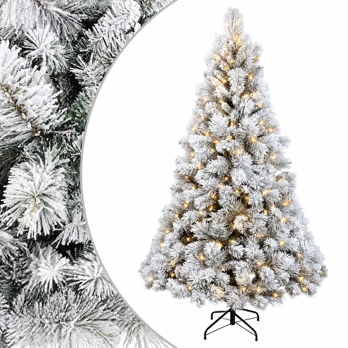 vidaXL Artificial Hinged Christmas Tree 210 cm 300 LEDs Warm White