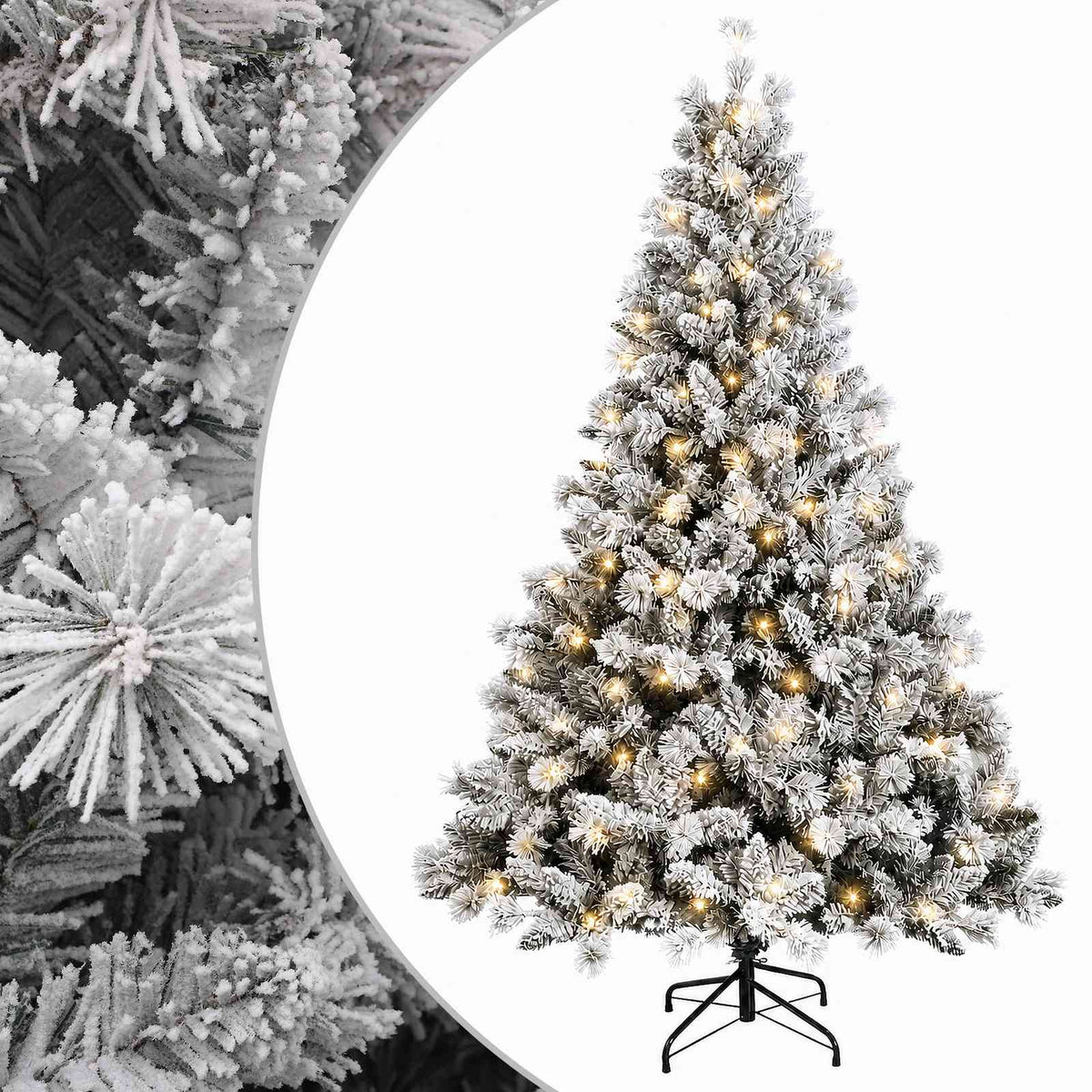 vidaXL Artificial Hinged Christmas Tree 180 cm 300 LEDs Warm White