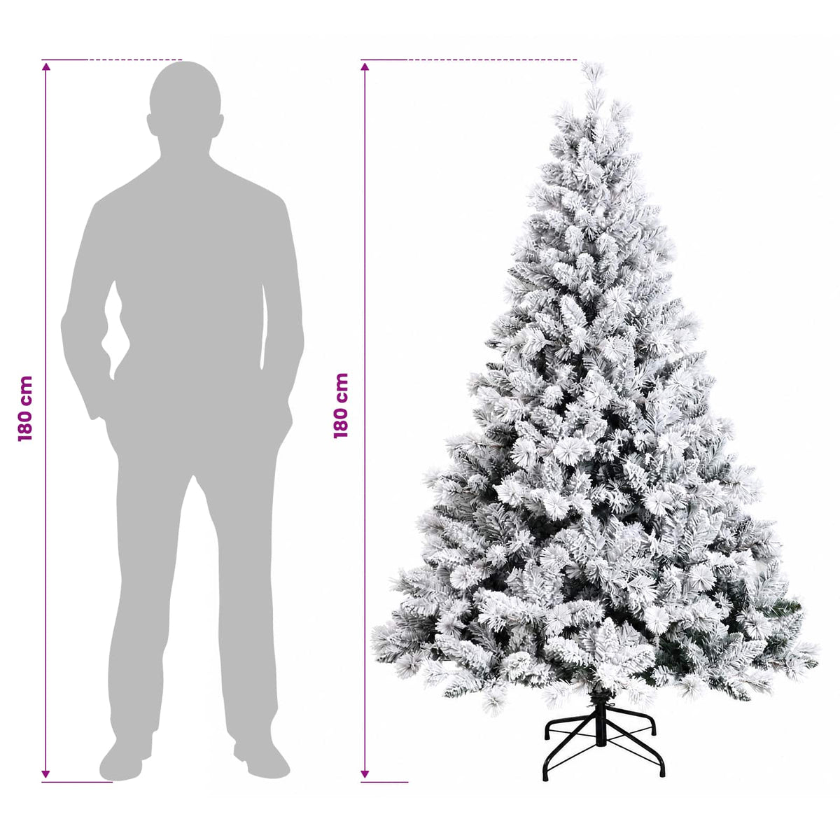 vidaXL Artificial Hinged Christmas Tree 180 cm 300 LEDs Warm White