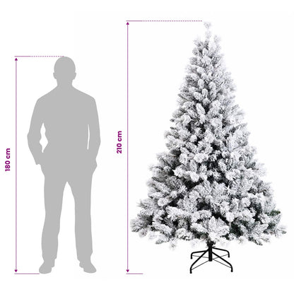 vidaXL Artificial Hinged Christmas Tree 210 cm 300 LEDs Warm White