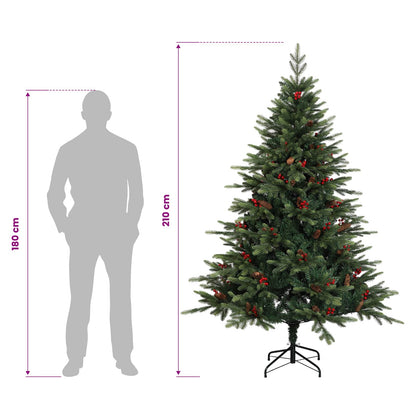 vidaXL Artificial Hinged Christmas Tree 210 cm 300 LEDs Warm White