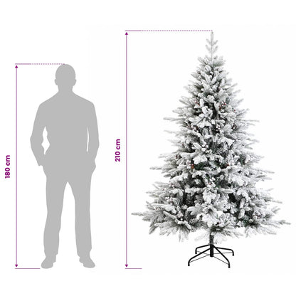 vidaXL Artificial Hinged Christmas Tree 210 cm 300 LEDs Warm White
