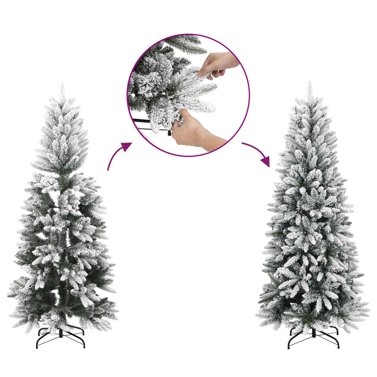 vidaXL Artificial Hinged Christmas Tree 180 cm 300 LEDs Warm White