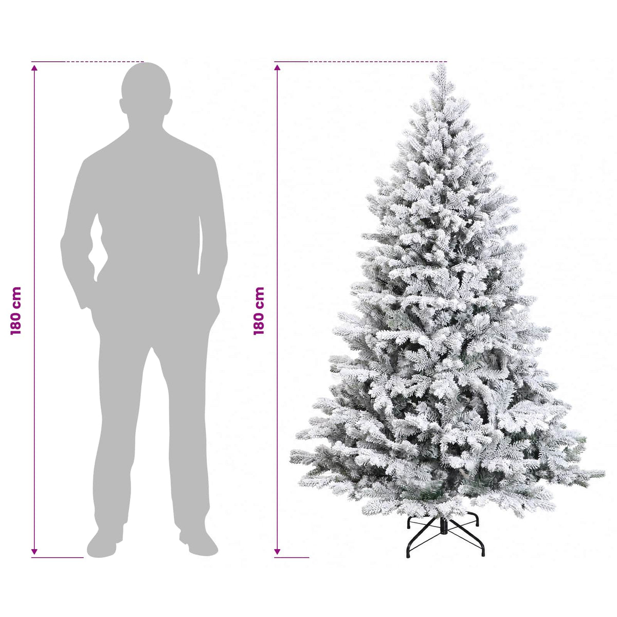 vidaXL Artificial Hinged Christmas Tree 180 cm 300 LEDs Warm White