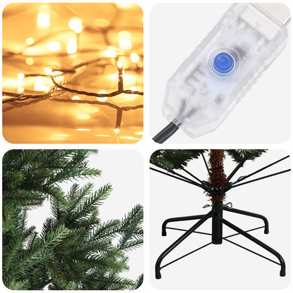 vidaXL Artificial Hinged Christmas Tree 210 cm 300 LEDs Warm White