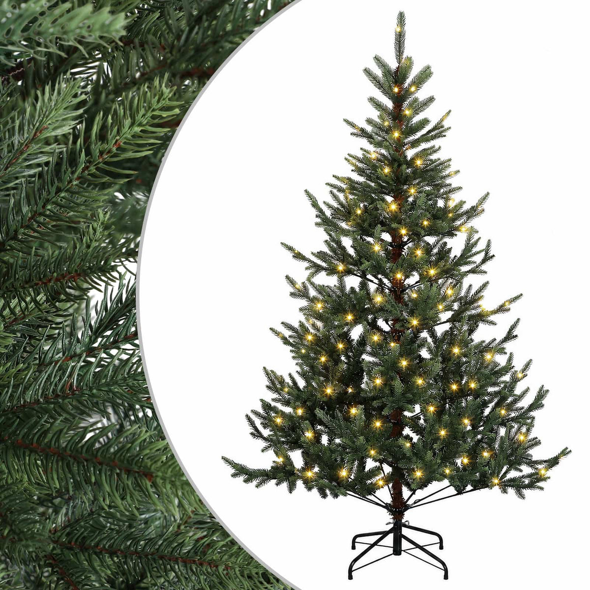 vidaXL Artificial Hinged Christmas Tree 210 cm 300 LEDs Warm White