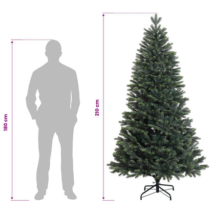 vidaXL Artificial Hinged Christmas Tree 210 cm 300 LEDs Warm White
