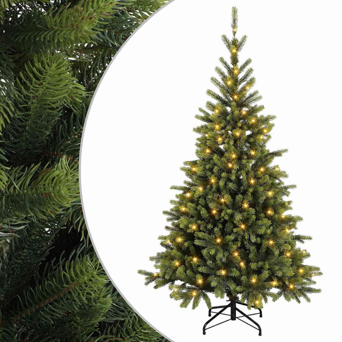 vidaXL Artificial Hinged Christmas Tree 210 cm 300 LEDs Warm White