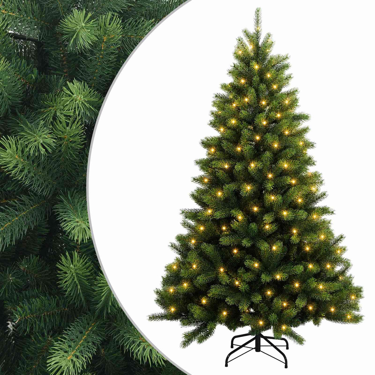 vidaXL Artificial Hinged Christmas Tree 180 cm 300 LEDs Warm White
