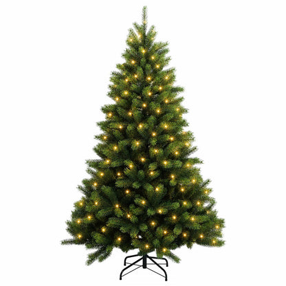 vidaXL Artificial Hinged Christmas Tree 210 cm 300 LEDs Warm White