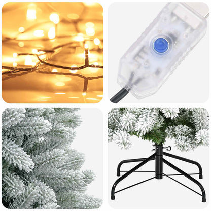 vidaXL Artificial Hinged Christmas Tree 210 cm 300 LEDs Warm White