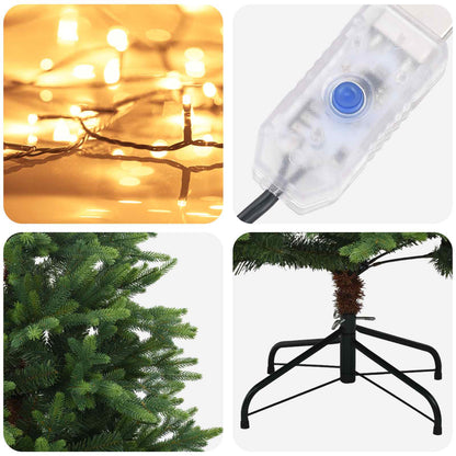 vidaXL Artificial Hinged Christmas Tree 180 cm 300 LEDs Warm White