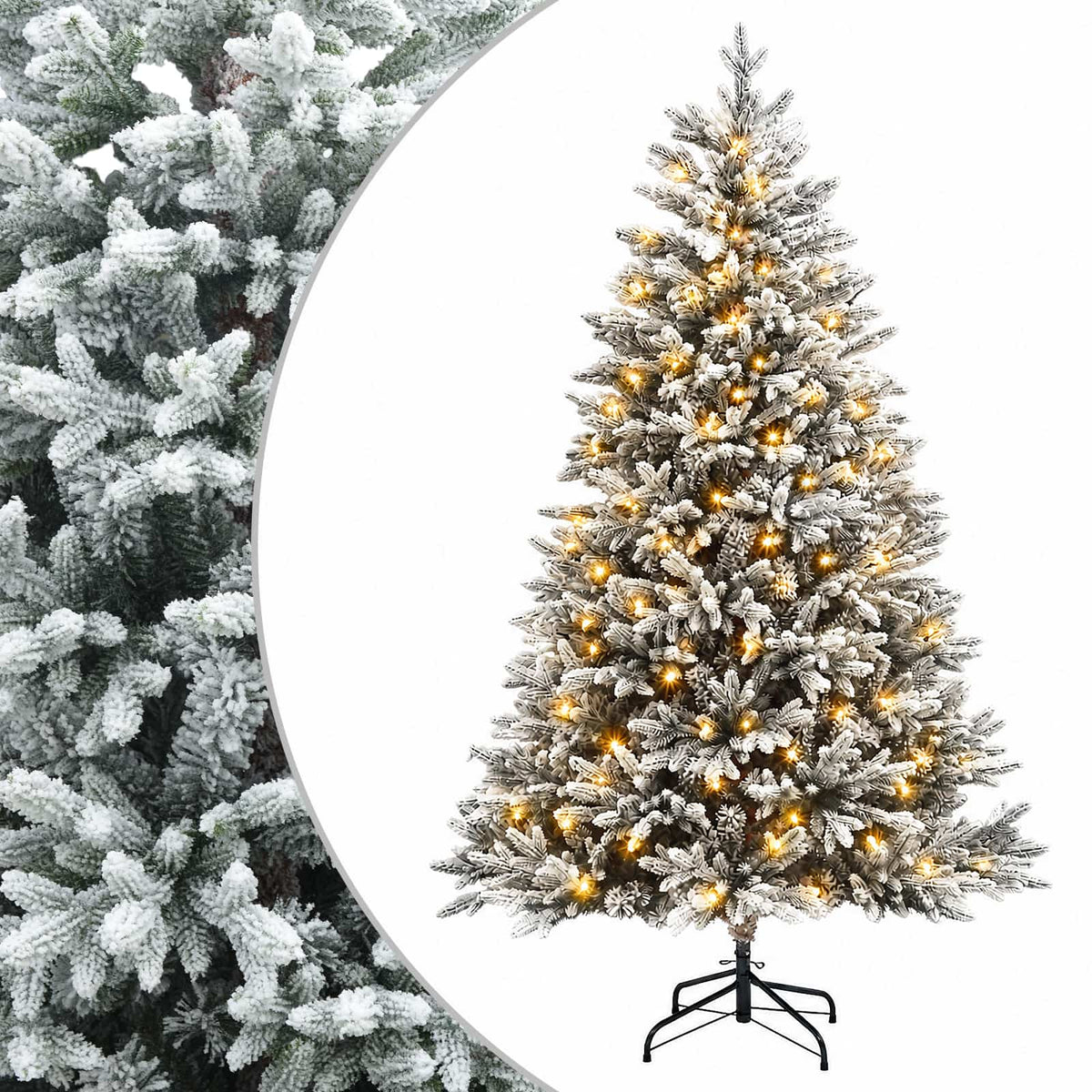 vidaXL Artificial Hinged Christmas Tree 180 cm 300 LEDs Warm White