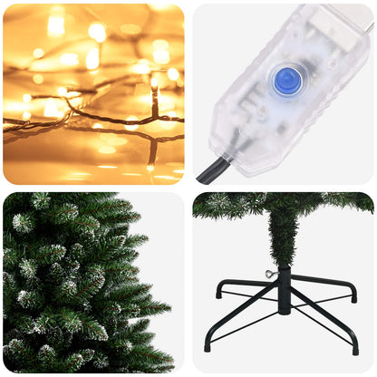 vidaXL Artificial Hinged Christmas Tree 210 cm 300 LEDs Warm White