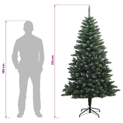 vidaXL Artificial Hinged Christmas Tree 210 cm 300 LEDs Warm White