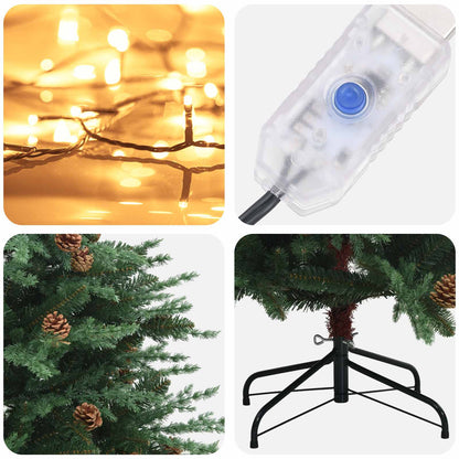 vidaXL Artificial Hinged Christmas Tree 180 cm 300 LEDs Warm White