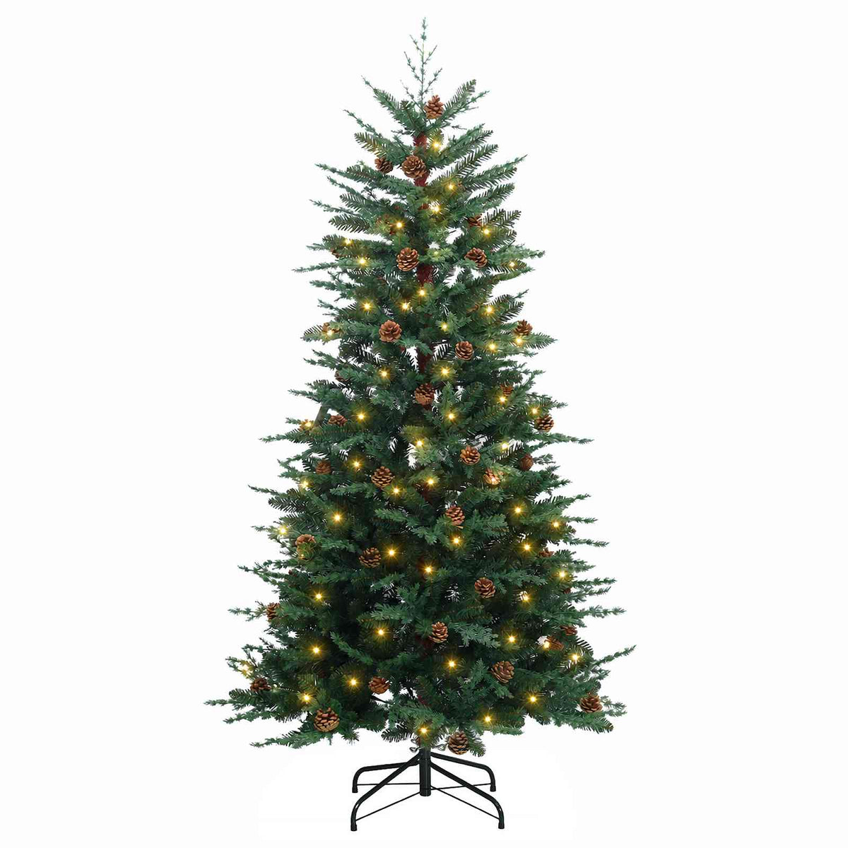 vidaXL Artificial Hinged Christmas Tree 180 cm 300 LEDs Warm White