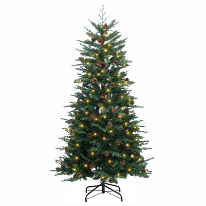 vidaXL Artificial Hinged Christmas Tree 180 cm 300 LEDs Warm White