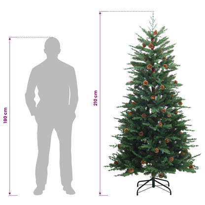 vidaXL Artificial Hinged Christmas Tree 210 cm 300 LEDs Warm White