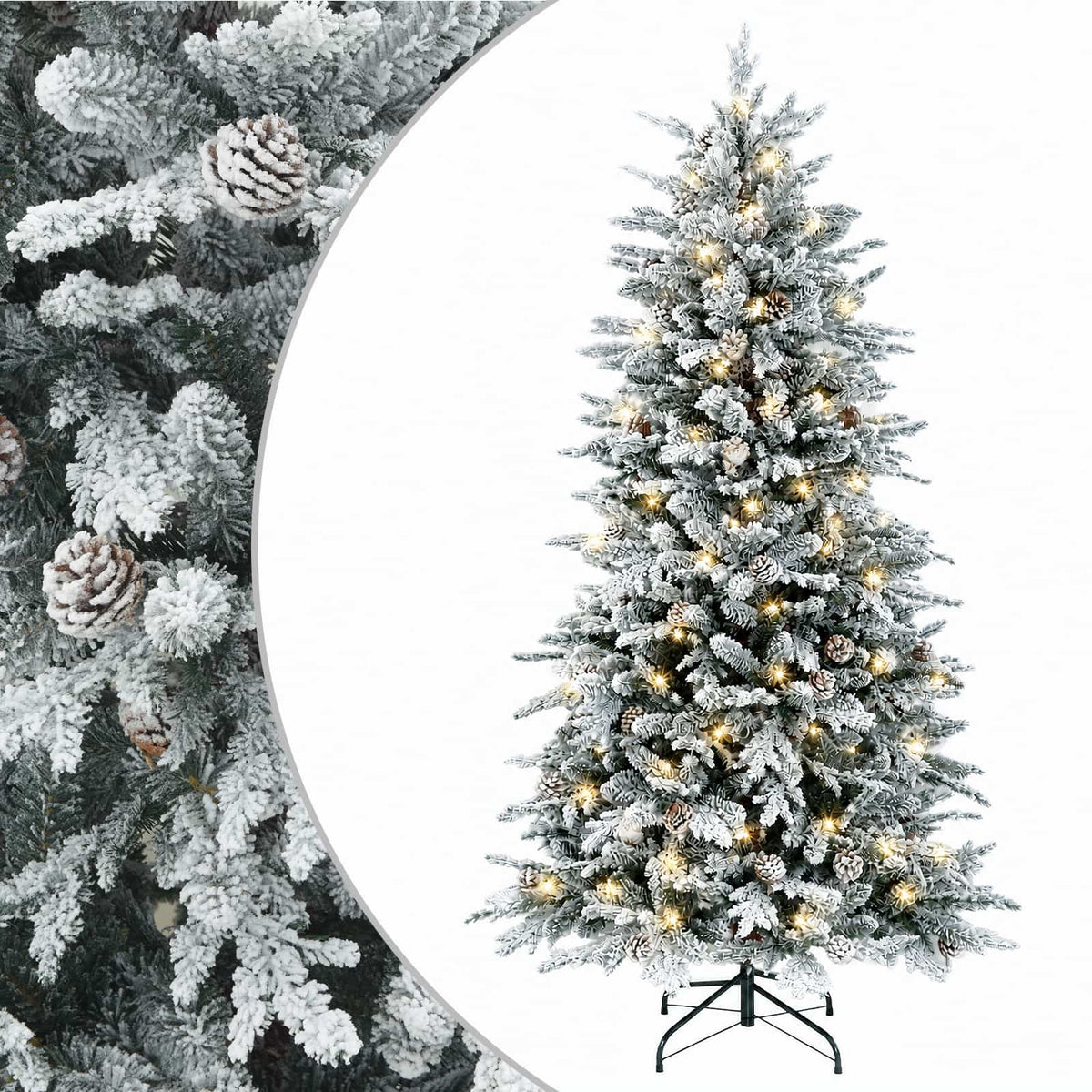 vidaXL Artificial Hinged Christmas Tree 210 cm 300 LEDs Warm White