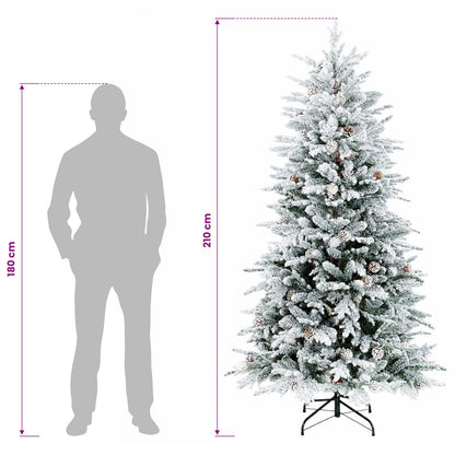 vidaXL Artificial Hinged Christmas Tree 210 cm 300 LEDs Warm White