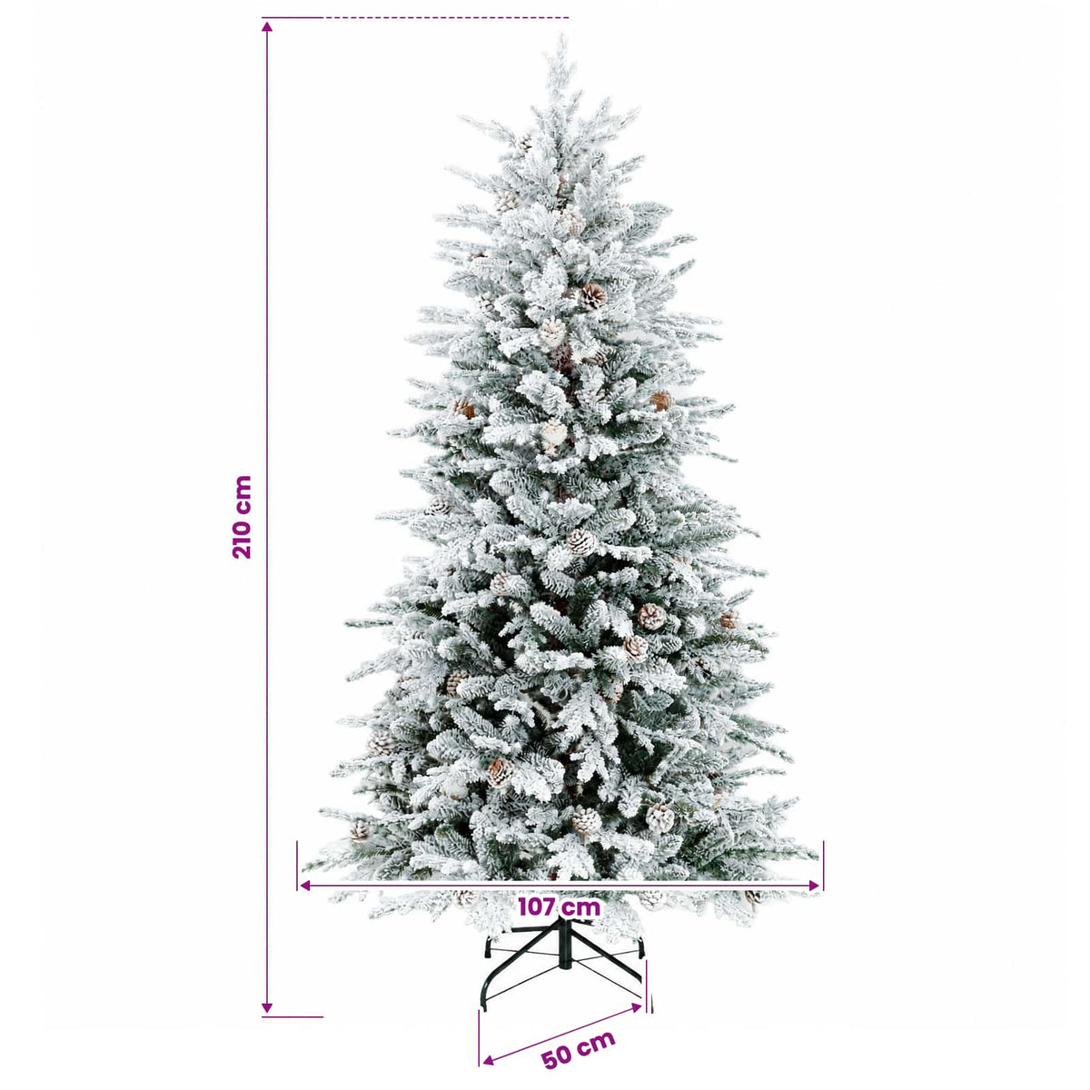 vidaXL Artificial Hinged Christmas Tree 210 cm 300 LEDs Warm White