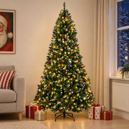 vidaXL Artificial Hinged Christmas Tree 270 cm 300 LEDs Warm White