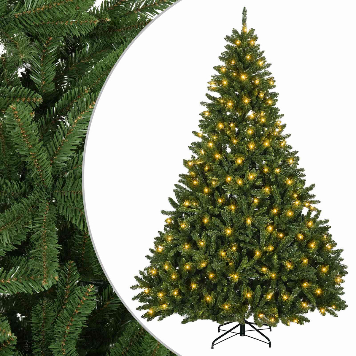 vidaXL Artificial Hinged Christmas Tree 240 cm 300 LEDs Warm White