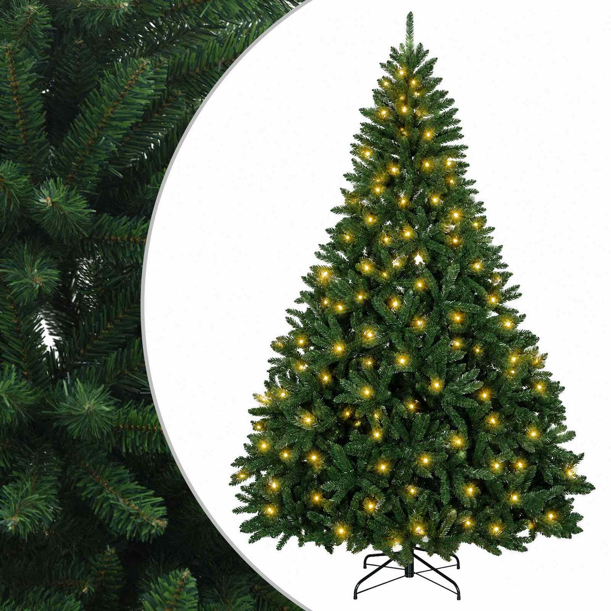 vidaXL Artificial Hinged Christmas Tree 210 cm 300 LEDs Warm White
