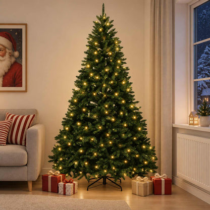 vidaXL Artificial Hinged Christmas Tree Dark Green 300 cm 600 LEDs