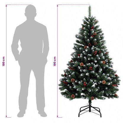 vidaXL Artificial Hinged Christmas Tree 180 cm 300 LEDs Warm White