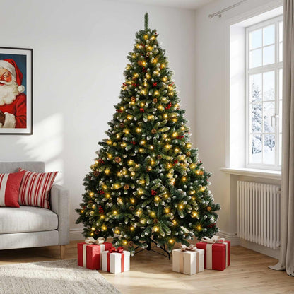 vidaXL Artificial Hinged Christmas Tree 240 cm 300 LEDs Warm White