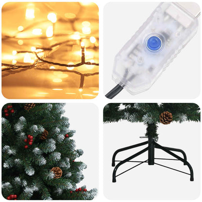 vidaXL Artificial Hinged Christmas Tree 240 cm 300 LEDs Warm White