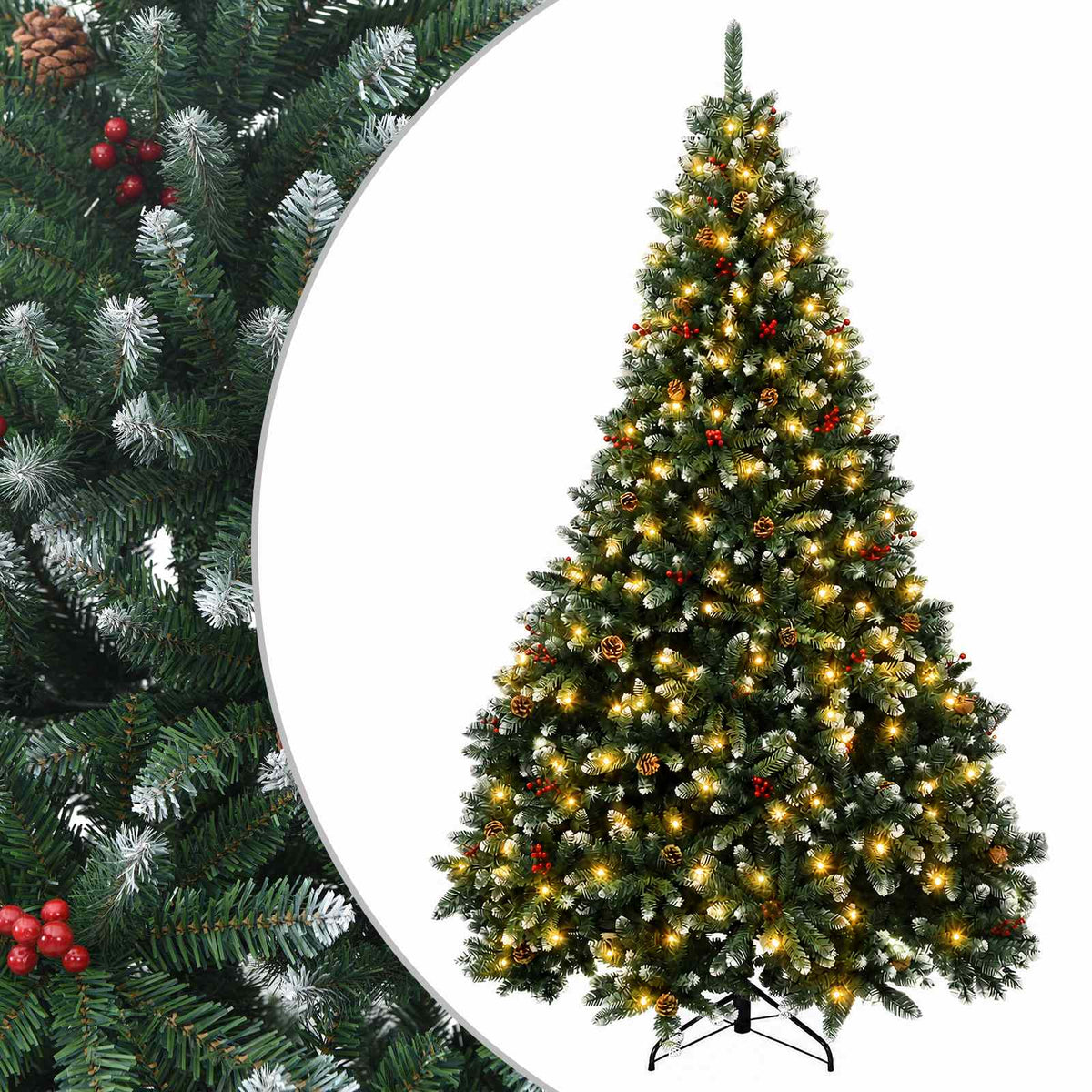 vidaXL Artificial Hinged Christmas Tree 240 cm 300 LEDs Warm White