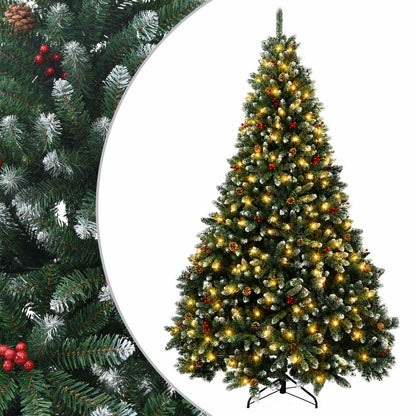 vidaXL Artificial Hinged Christmas Tree 240 cm 300 LEDs Warm White