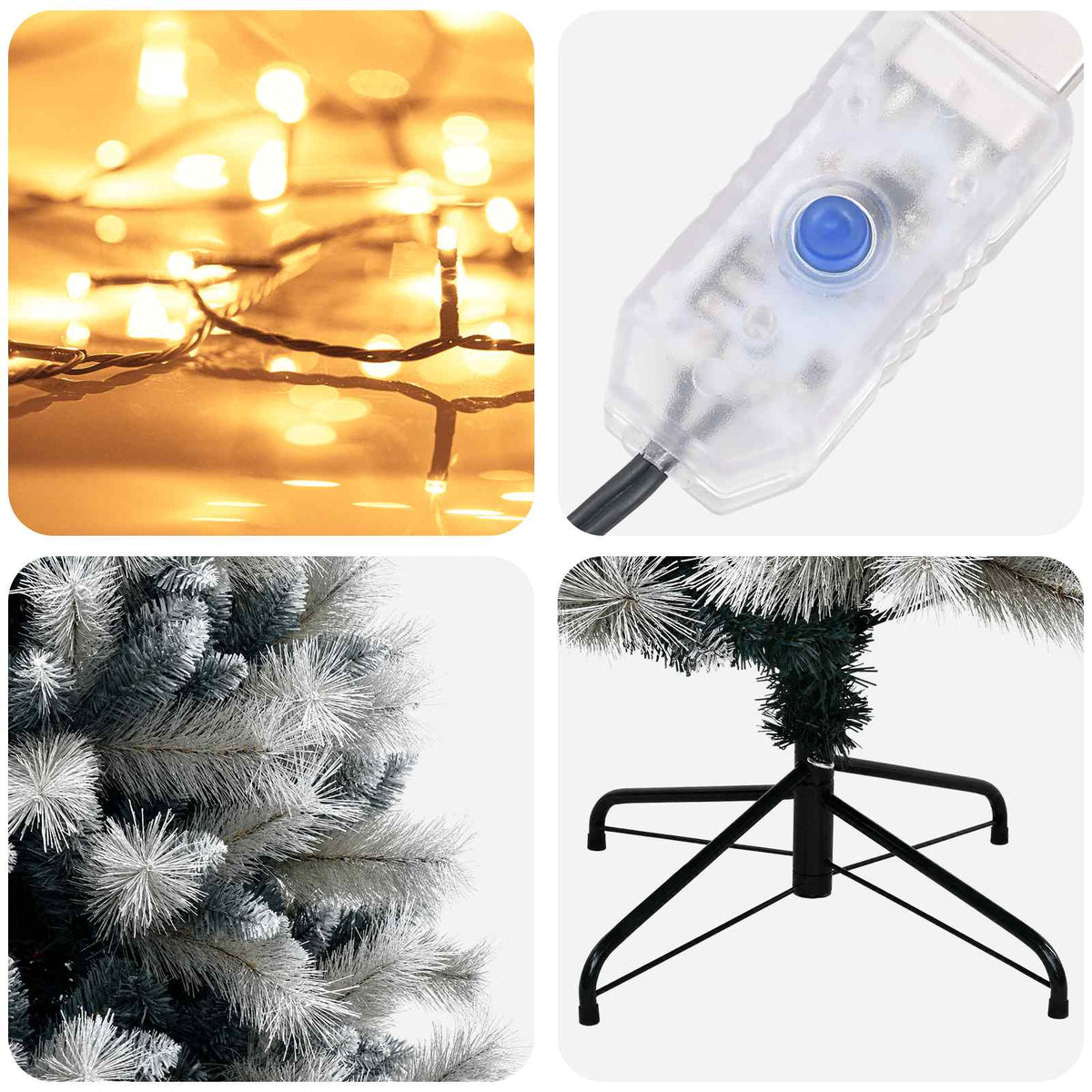 vidaXL Artificial Hinged Christmas Tree 180 cm 300 LEDs Warm White