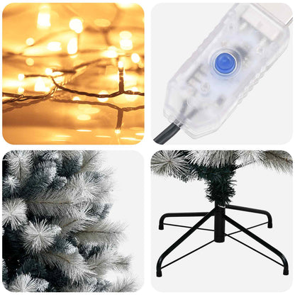 vidaXL Artificial Hinged Christmas Tree 210 cm 300 LEDs Warm White