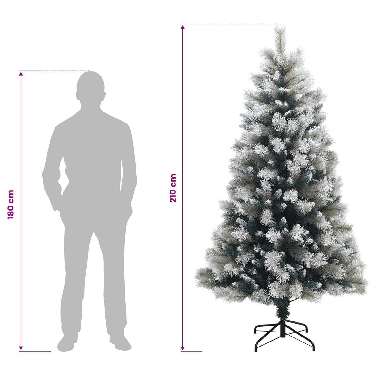 vidaXL Artificial Hinged Christmas Tree 210 cm 300 LEDs Warm White