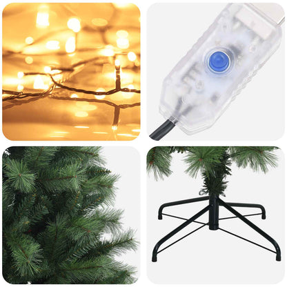 vidaXL Artificial Hinged Christmas Tree 180 cm 300 LEDs Warm White