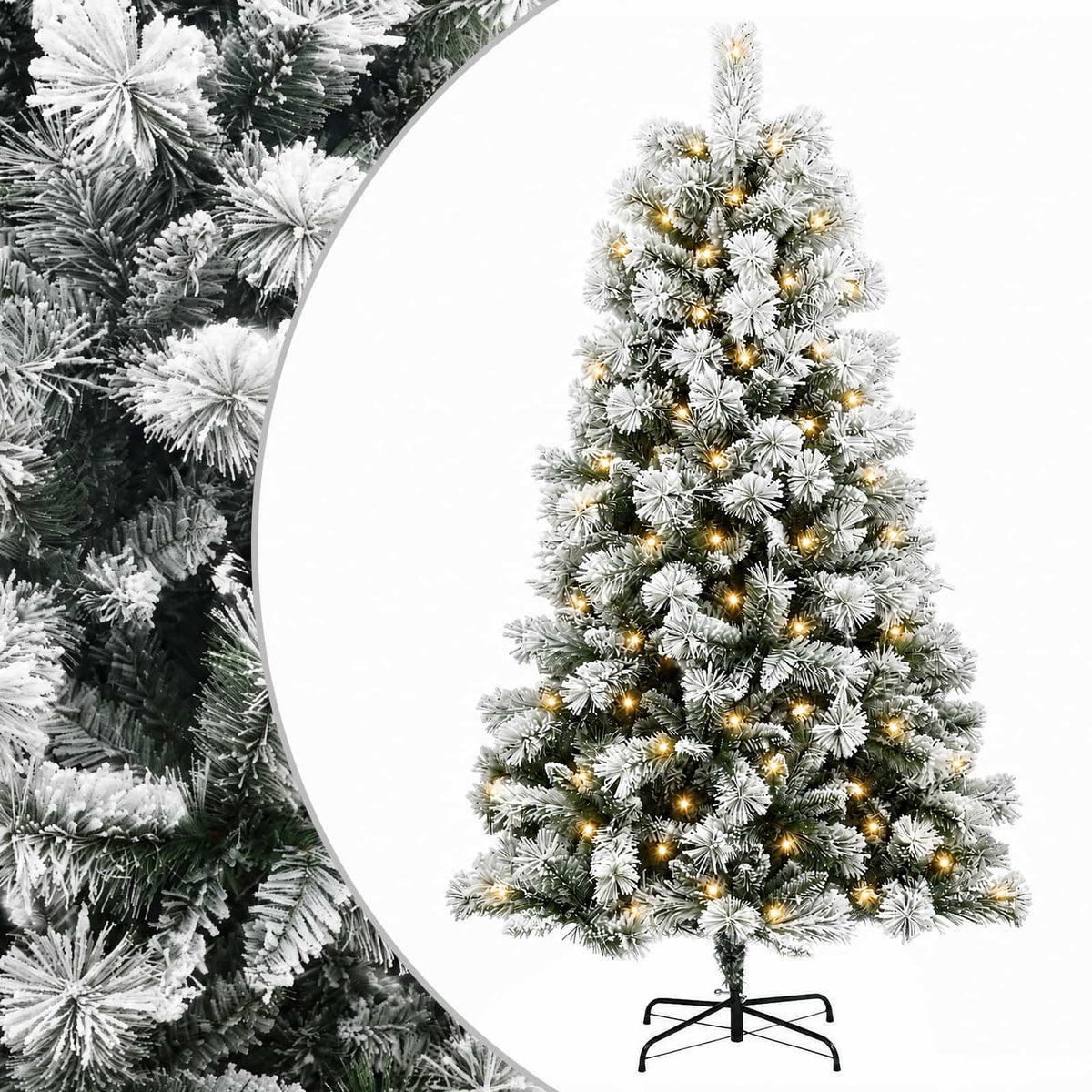 vidaXL Artificial Hinged Christmas Tree 180 cm 300 LEDs Warm White