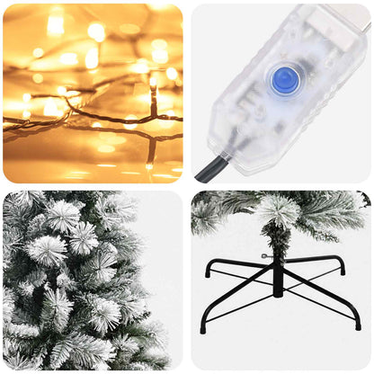 vidaXL Artificial Hinged Christmas Tree 240 cm 300 LEDs Warm White