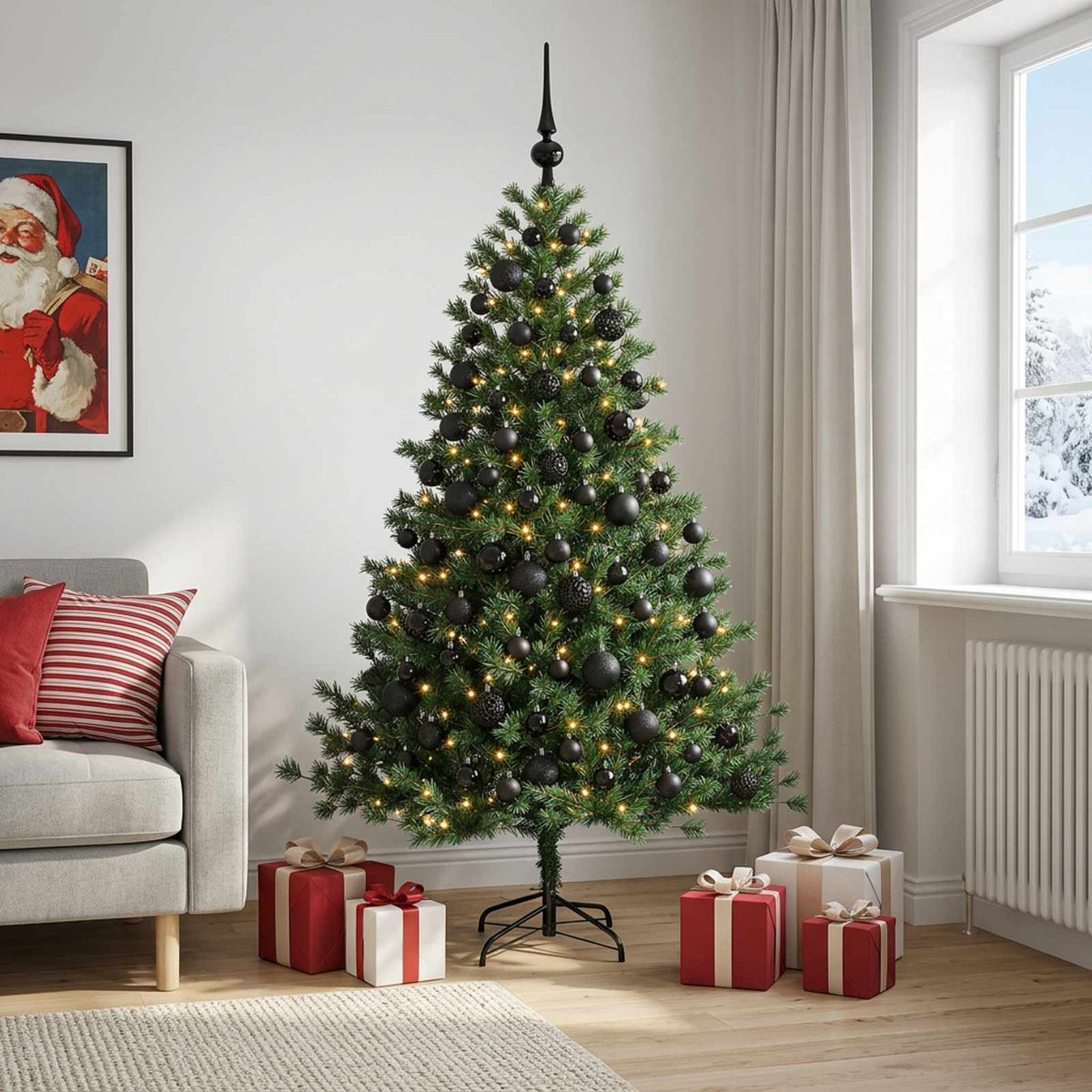 vidaXL Artificial Christmas Tree with Bauble 180 cm 300 LEDs