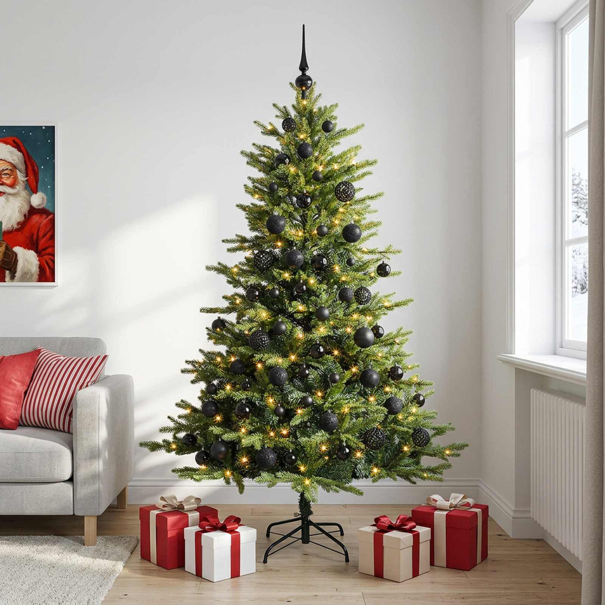 vidaXL Artificial Christmas Tree with Bauble 210 cm 300 LEDs