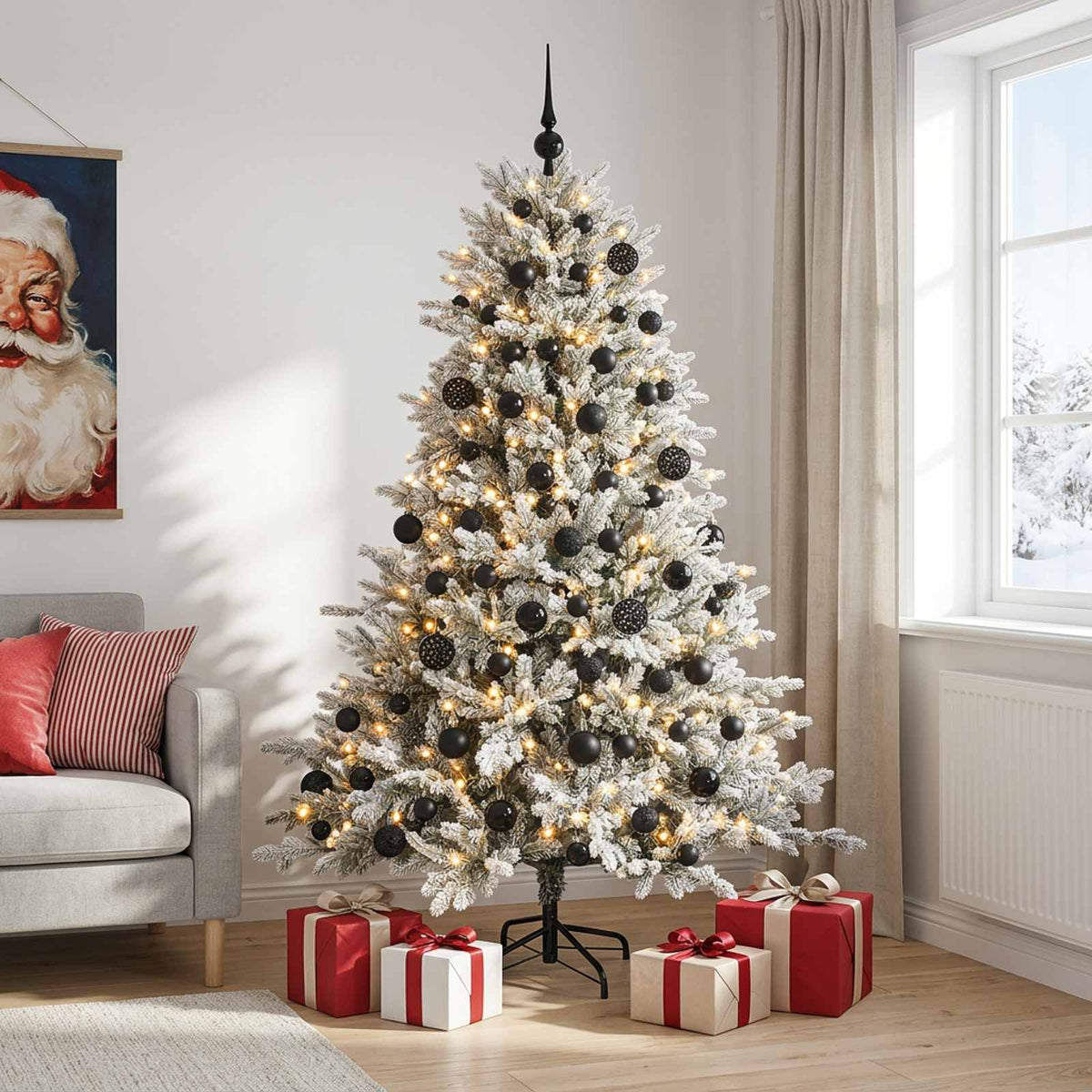 vidaXL Artificial Christmas Tree with Bauble 210 cm 300 LEDs