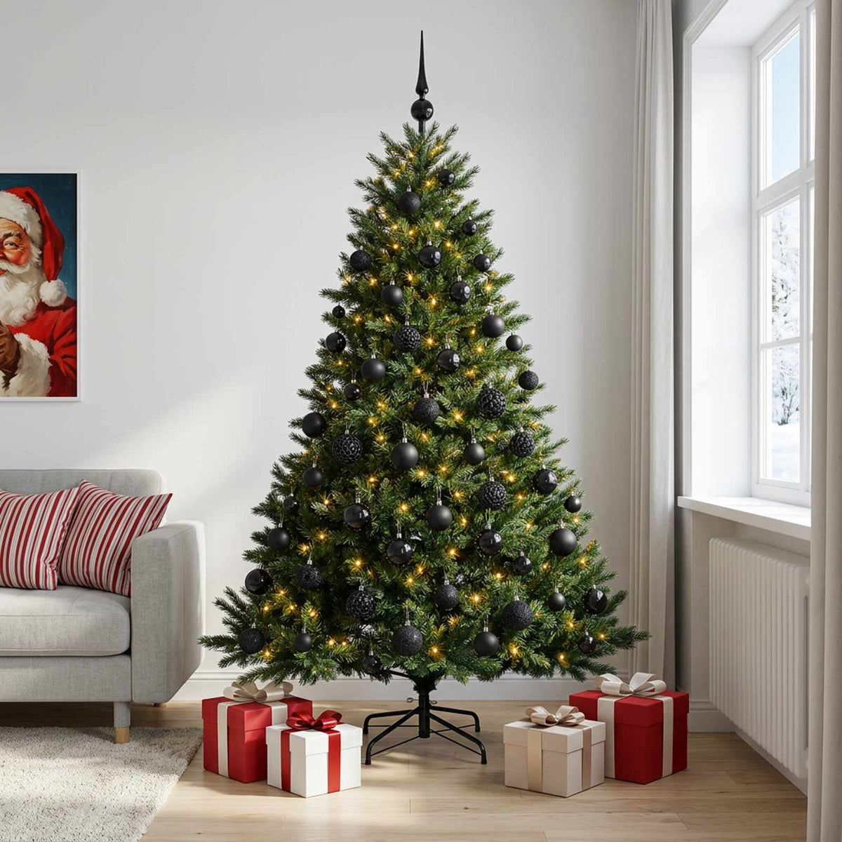 vidaXL Artificial Christmas Tree with Bauble 240 cm 300 LEDs