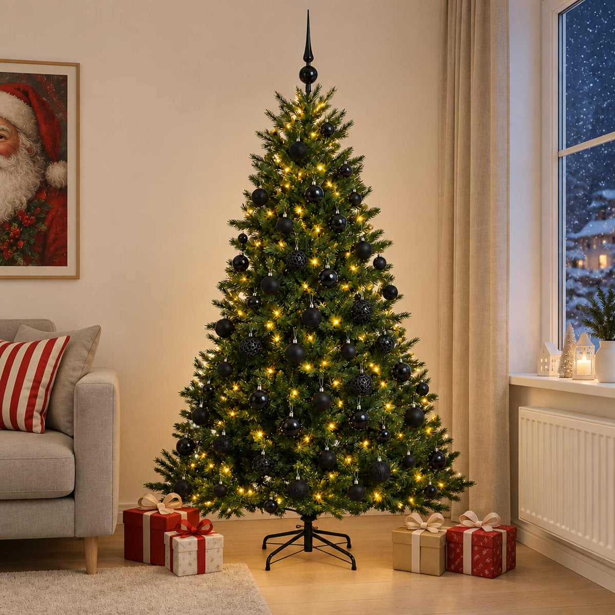 vidaXL Artificial Christmas Tree with Bauble 240 cm 300 LEDs