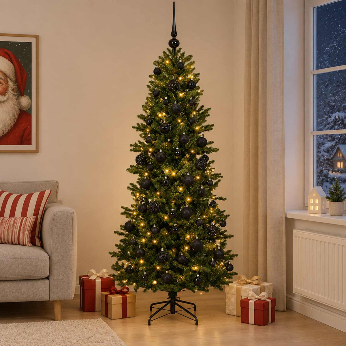 vidaXL Artificial Christmas Tree with Bauble 240 cm 300 LEDs